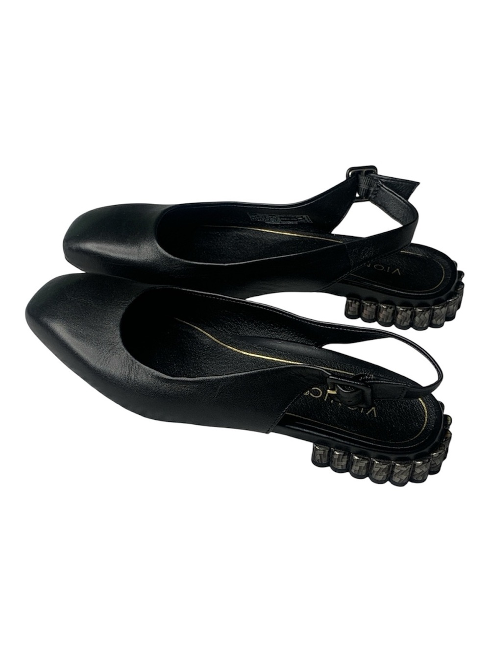 Vionic Delphine leather Black Slingback flat Square-Toe Artsy block heel 6.5